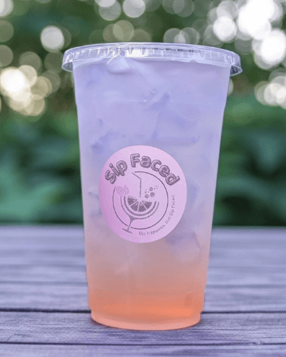Single Sip Faced drink on a table